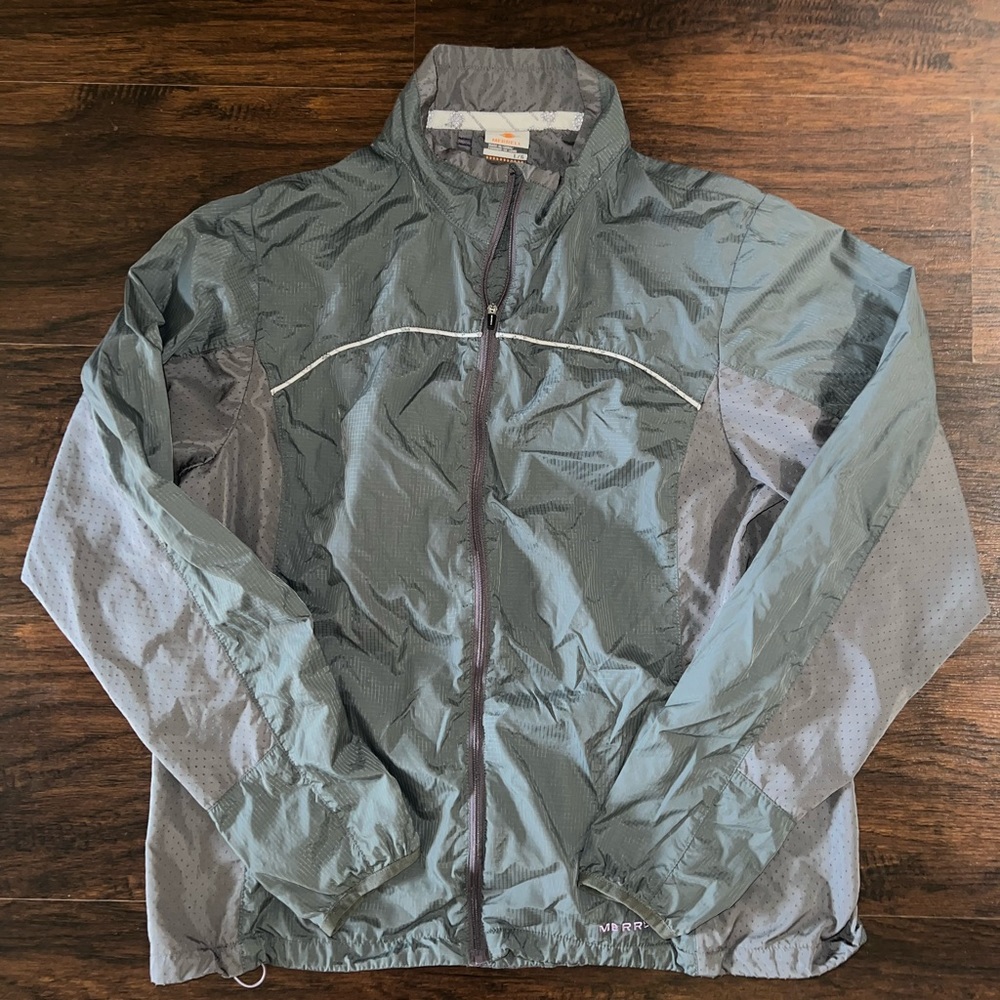 Merrell Lightweight Gray Water Repellent Windbreaker Jacket Pullover Large L